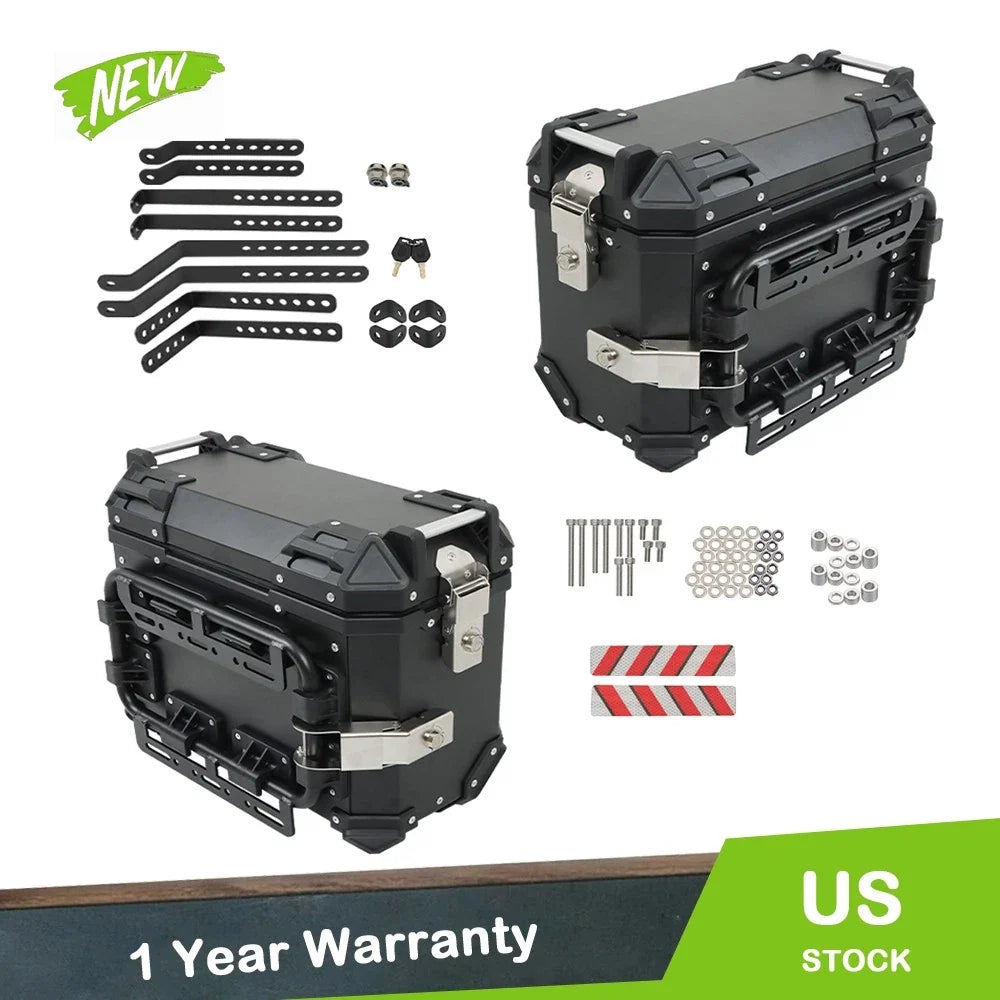 Set of 2 Hard Side Saddlebag Boxes for Motorbike (Fits Various Models)