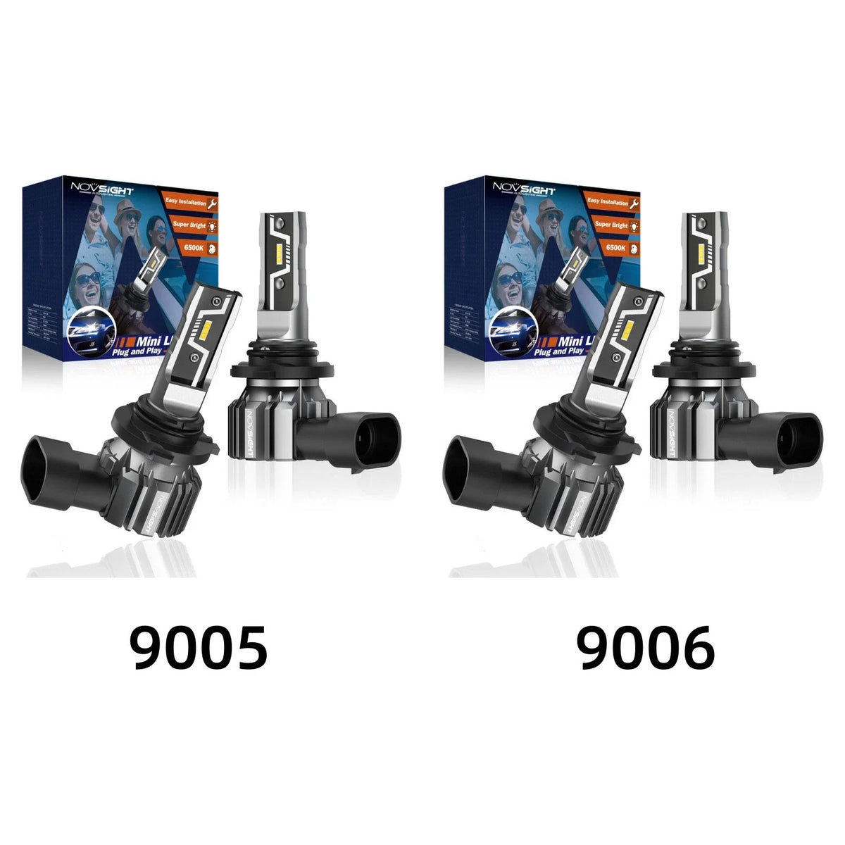 Set of 4 NOVSIGHT 9005 9006 LED Headlight Bulbs 6500K 10000LM for Cars