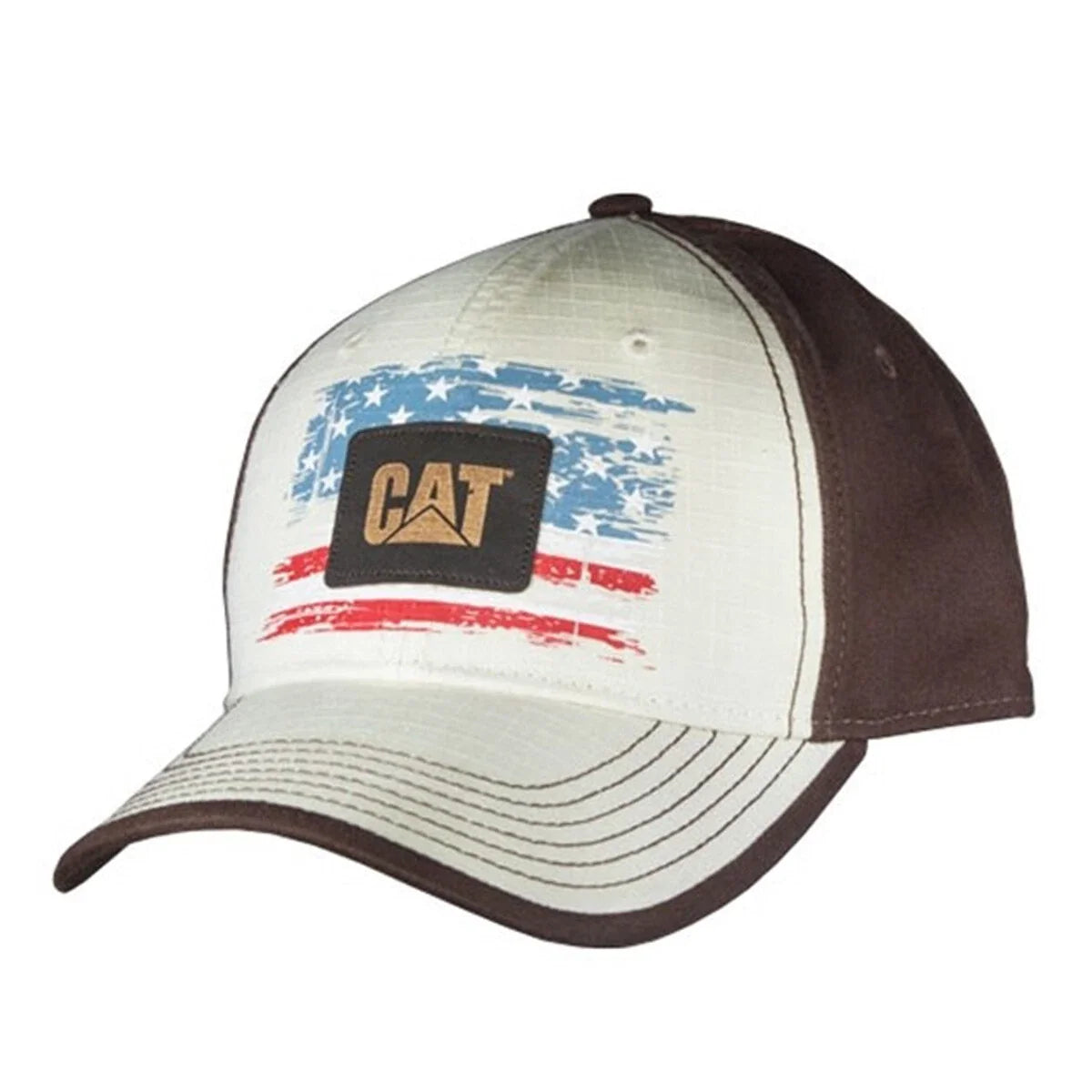Old Glory Cap for CAT Caterpillar Equipment (Tan/Brown)