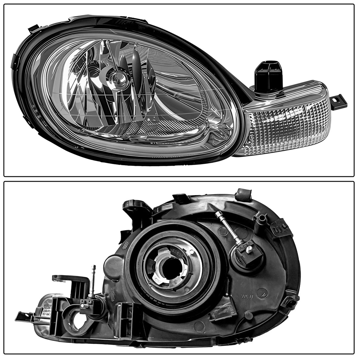 Pair Headlights for Dodge Chrysler Neon (2000–2002) Chrome Interior