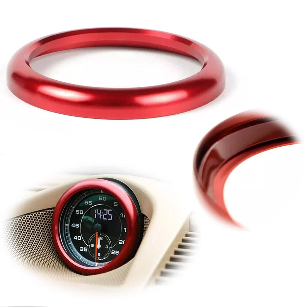 Red Aluminum Alloy Dashboard Clock Ring Trim for Porsche 911, Cayenne
