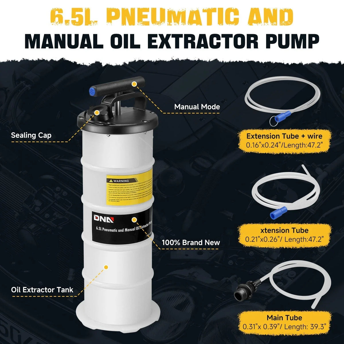 Oil Extractor Pump Tool Set for Brake Fluid Removal (6.5L)