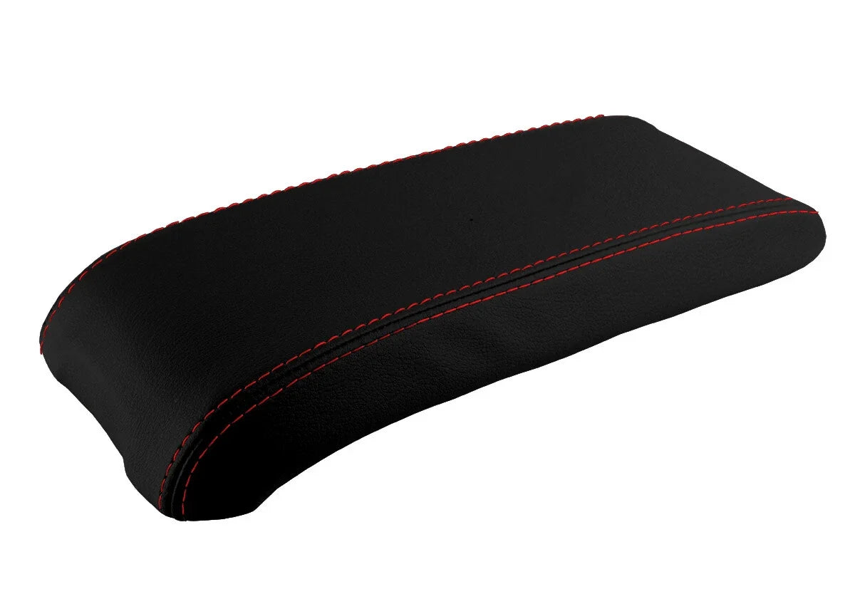Leather Console Lid Armrest Cover for Jeep Compass (2009–2016) Red Stitch