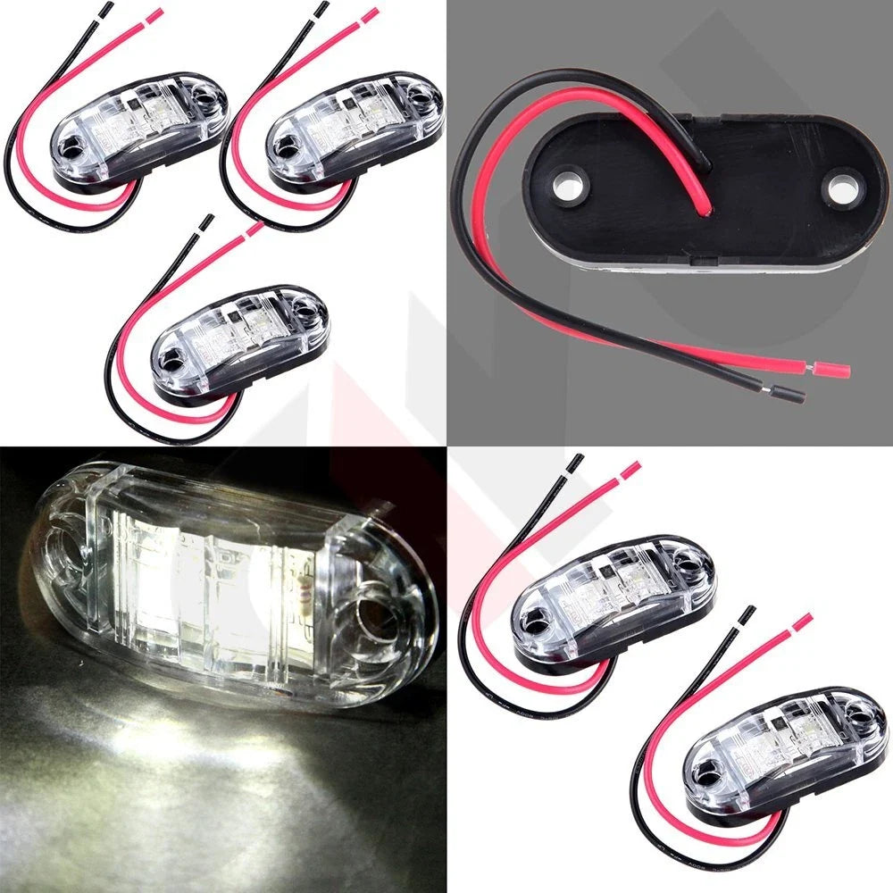 2X 2.5" Clearance White Oval LED Lamps for Trailer Pickup