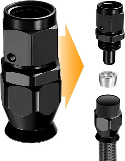 Black 10AN PTFE Straight Hose End Fitting for Fuel Line
