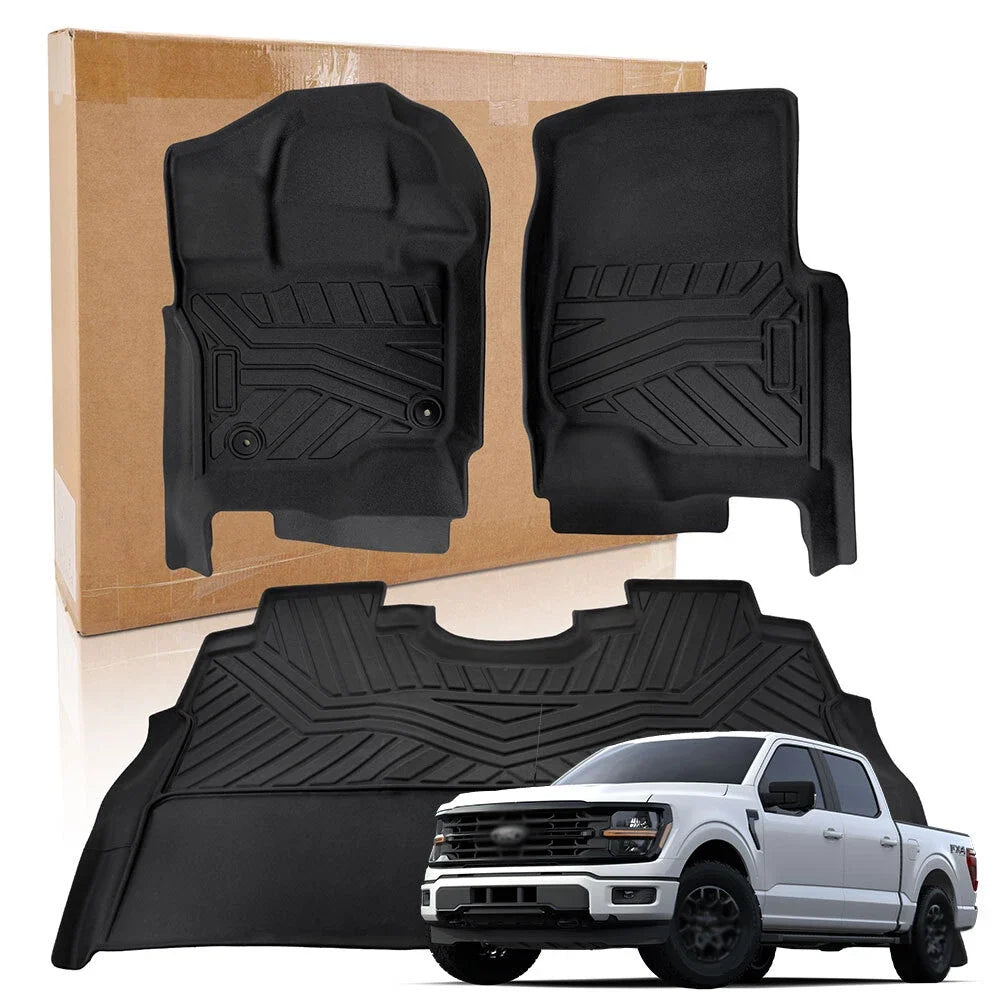 Floor Mats Set of 4 All Weather TPE for Ford F150 Super Crew Cab 2015-2025