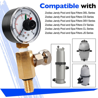 Pressure Gauge Filter and Air Relief Valve Assy for Jandy CV CL DEV