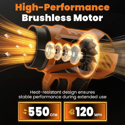 550 CFM Cordless Leaf Blower 21V Brushless Motor & 4000mAh Battery