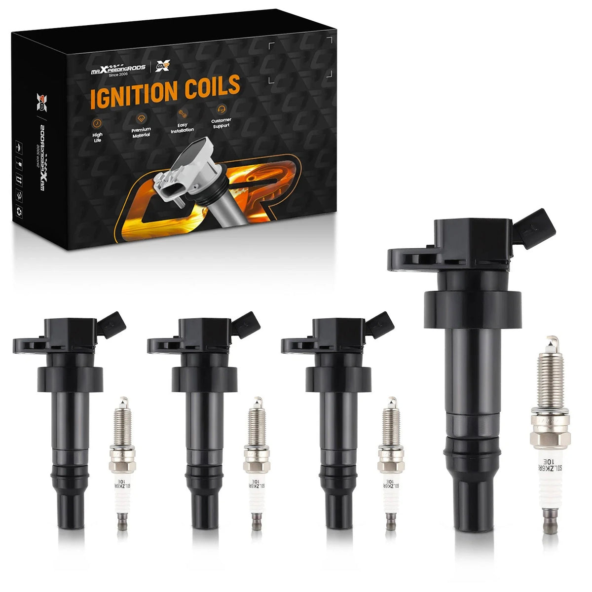 4X Ignition Coils & 4X Iridium Spark Plugs for Hyundai Accent Veloster (2011–2017)