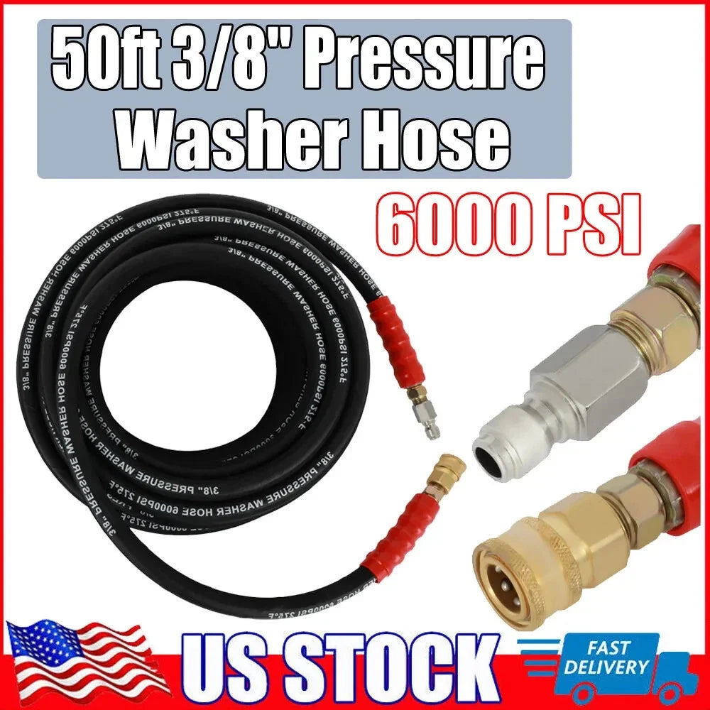 Pressure Washer Hose 3/8" x 50ft 6000psi Rubber
