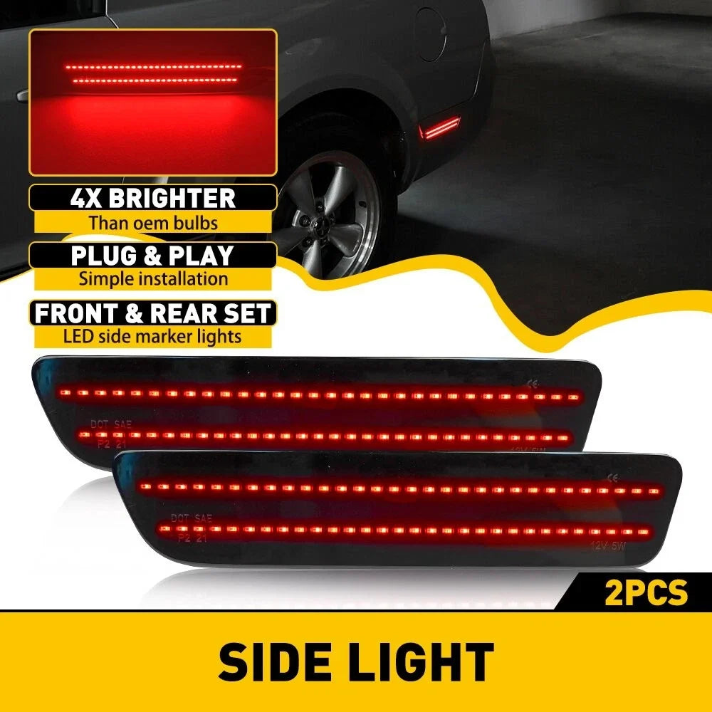Set of 2 Rear LED Bumper Marker Side Lights for Ford Mustang (2005–2009)