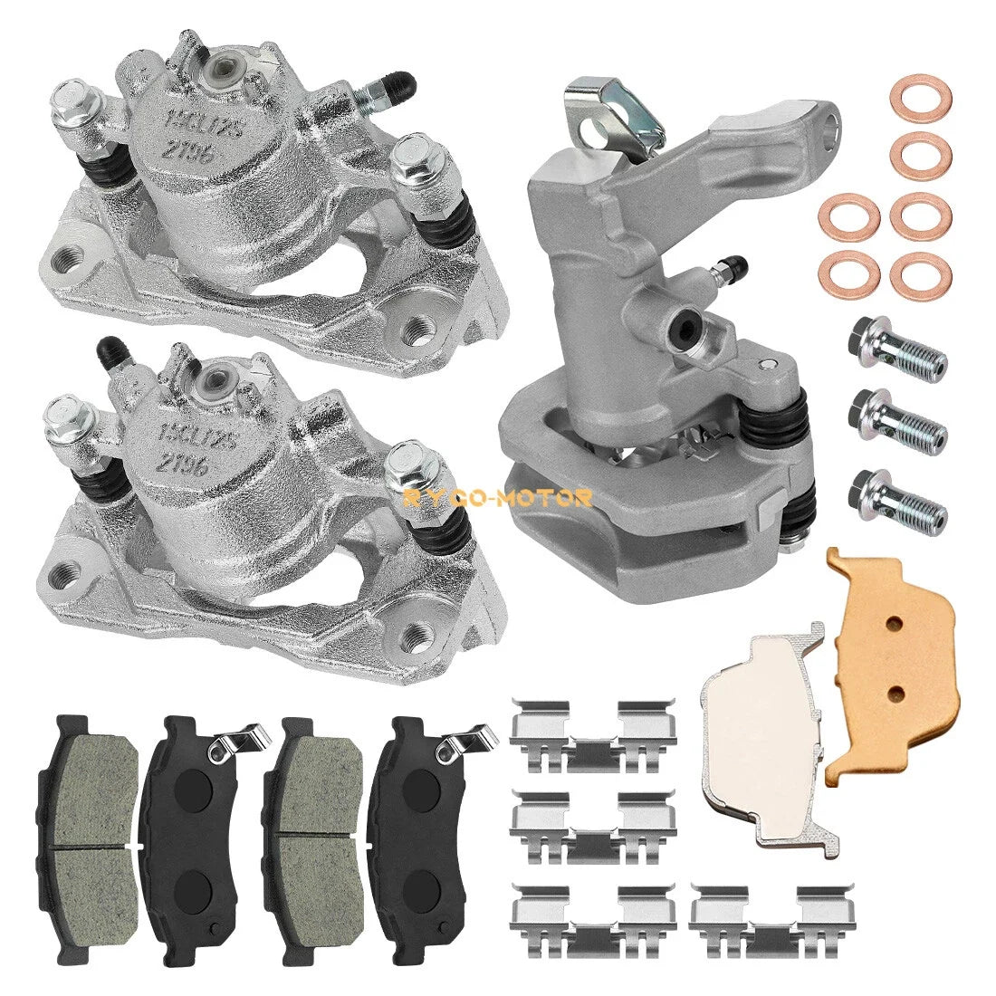 Front Brake Calipers and Pads Set for Honda Pioneer 500 520 2016-2023