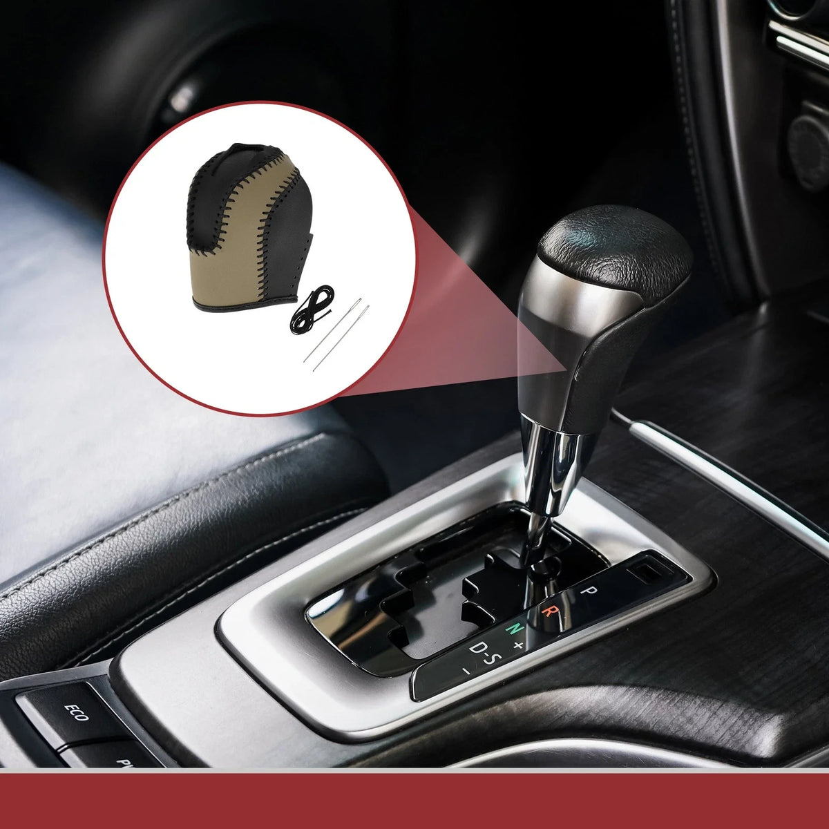 Gear Shift Knob Cover for Volkswagen Taos (2022–2023) Beige Black