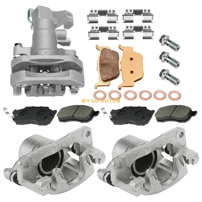 Front & Rear Brake Calipers w/Pads for Honda Pioneer 500 520 (2016–2023)