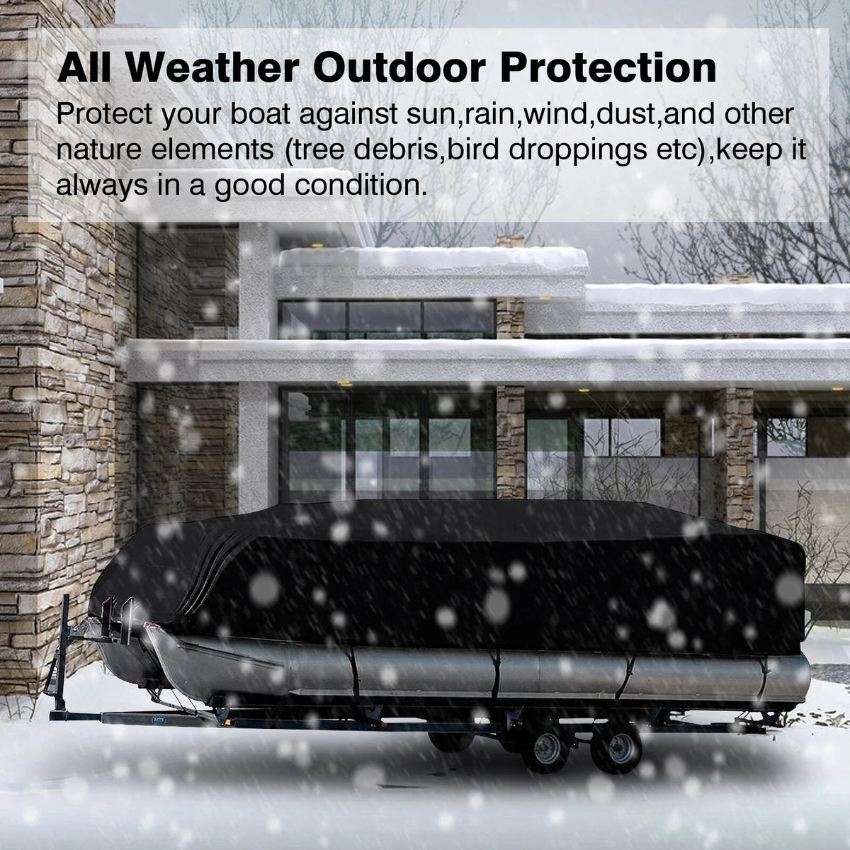 Heavy Duty UV Waterproof Cover for Pontoon Boat 17-24ft - Rain & Dust