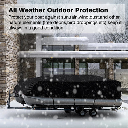 Heavy Duty UV Waterproof Cover for Pontoon Boat 17-24ft - Rain & Dust