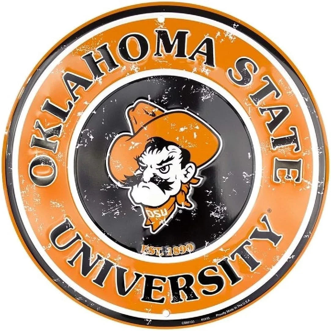 Oklahoma State University Cowboys 12" Round Aluminum Sign