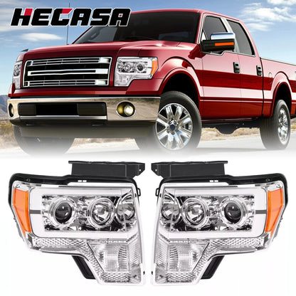 2X Ford F150 Projector LED Tube DRL Headlights (2009–2014)