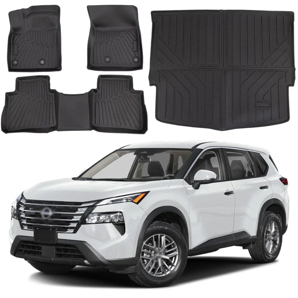 Set of 2 TPE All Weather Floor Mats Cargo Liner for Nissan Rogue (2021–2025)