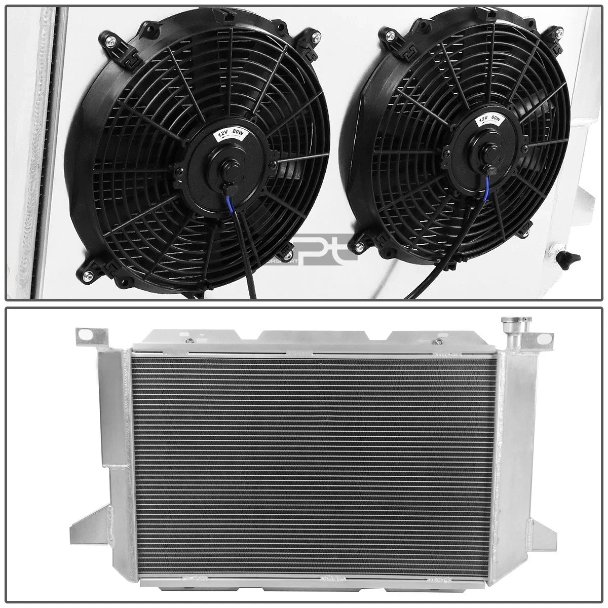3-Row Aluminum Racing Radiator + Fan Shroud for Ford F150/F250 SD (1985–1996)