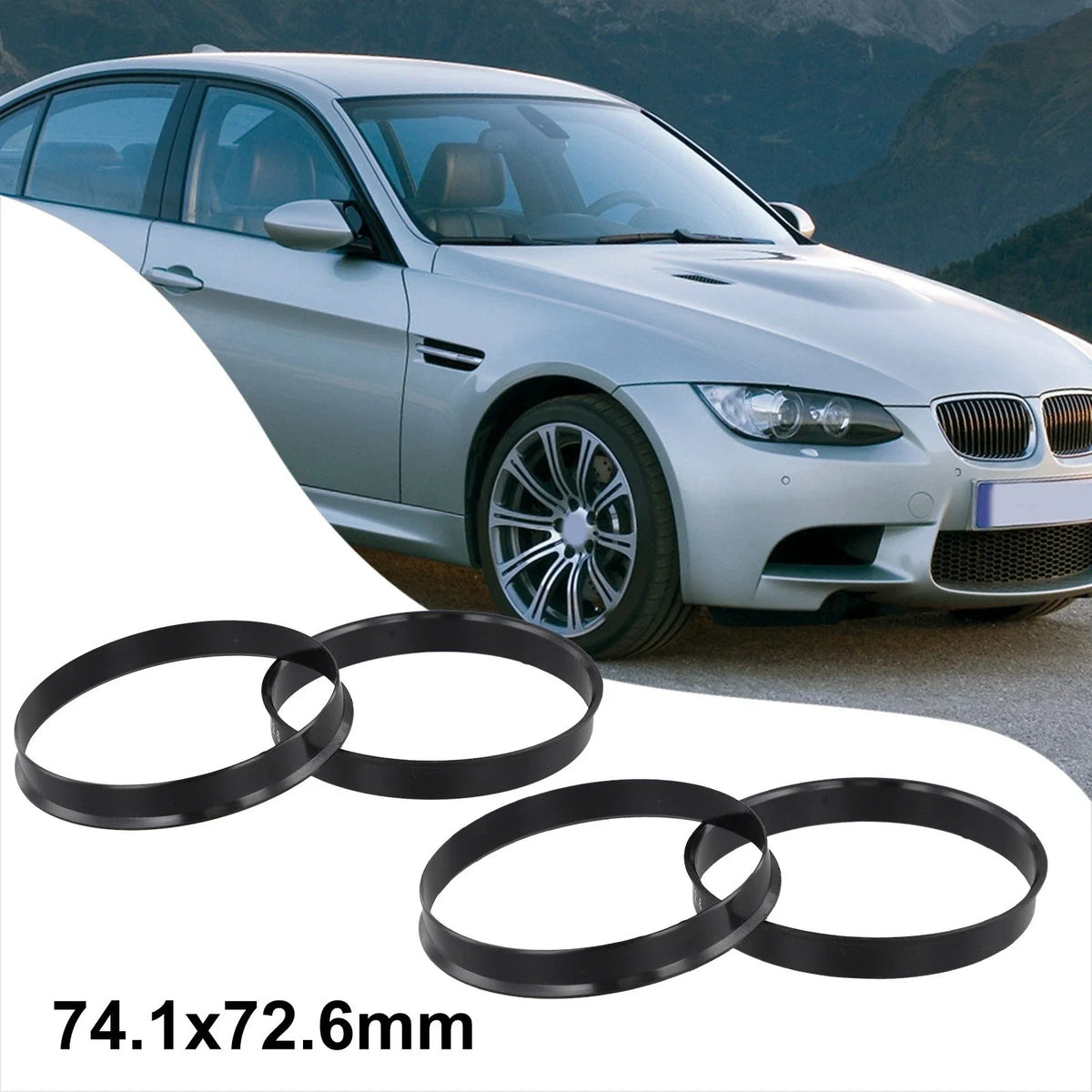 Hub Centering Rings 74.1mm OD 72.6mm ID for Universal Fitment
