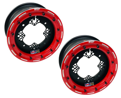 10x5 DWT ROK'N LOCK Red Beadlock Rims for Blaster Warrior Front