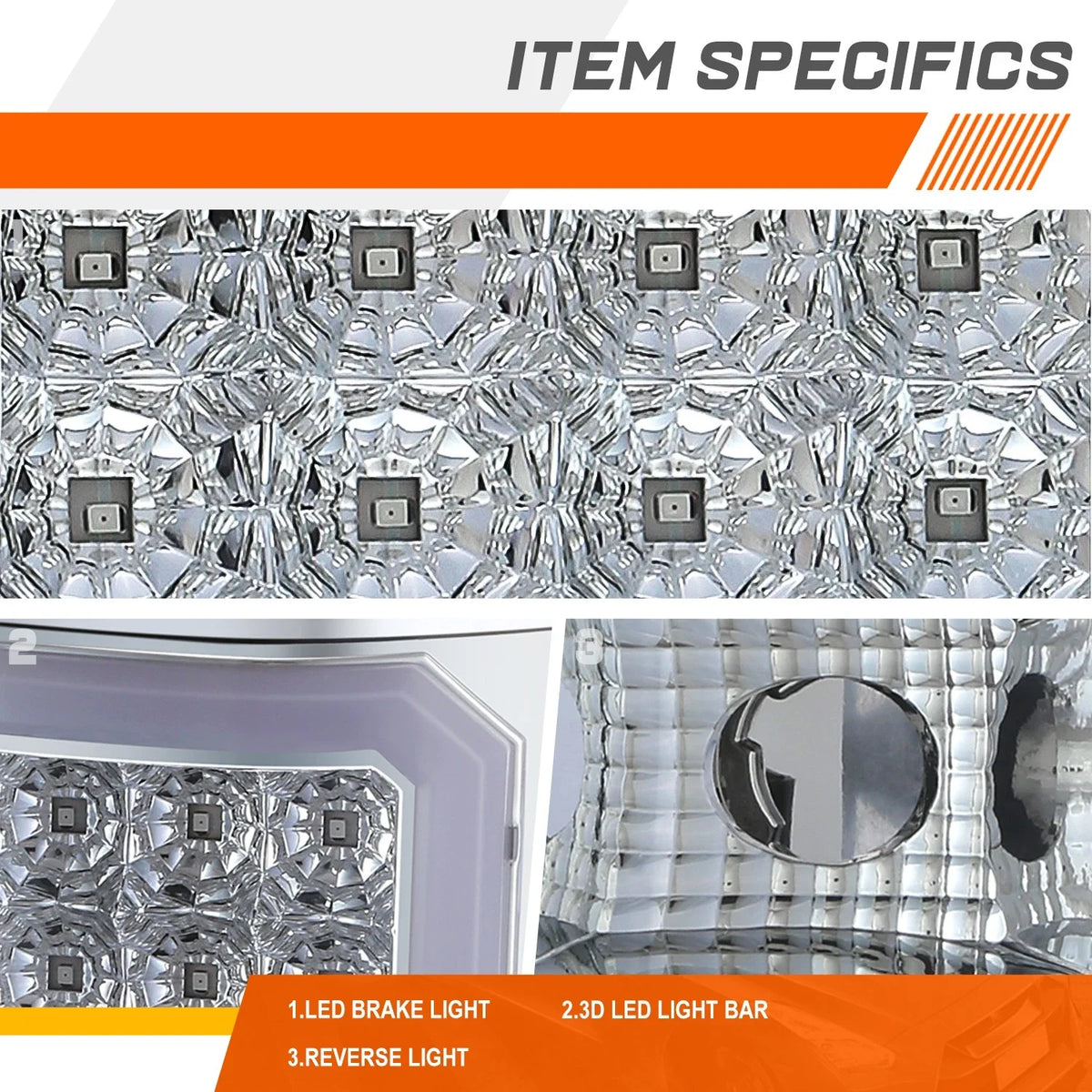 3D LED C-Bar Tail Light - Chrome Finish for Chevy Silverado 2007–2014