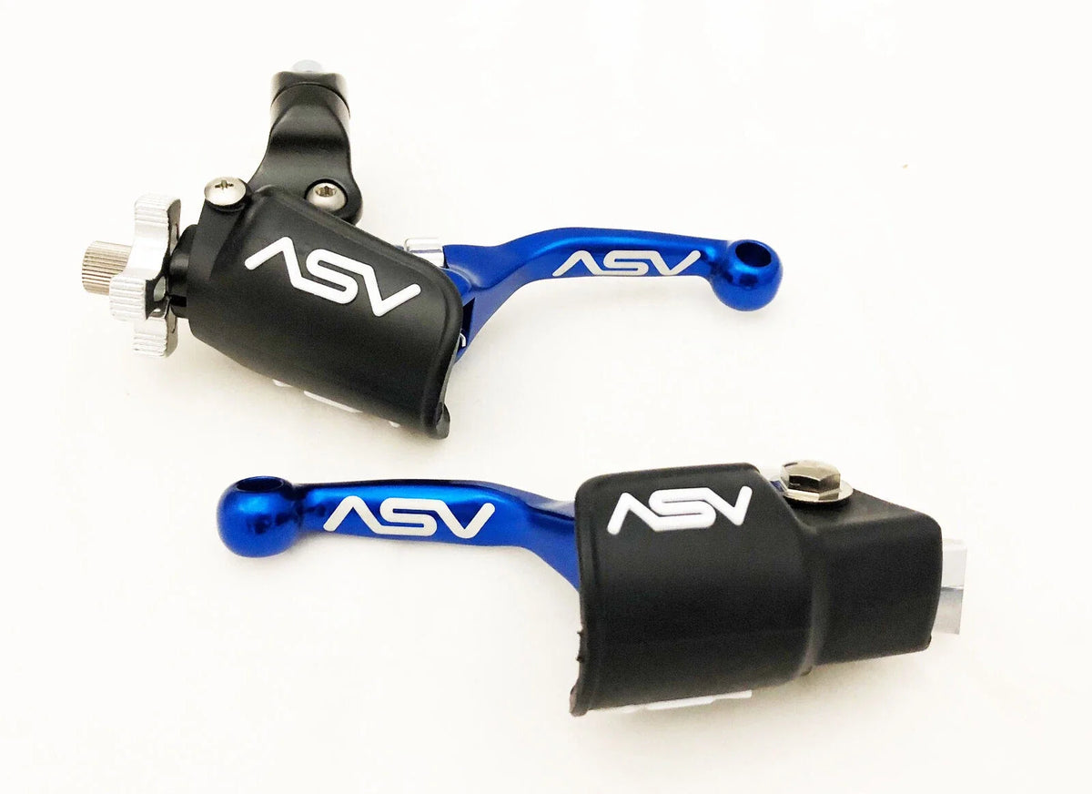 Front Brake Clutch Perch Levers Shorty Blue Pair for KFX450R (2008–2018)