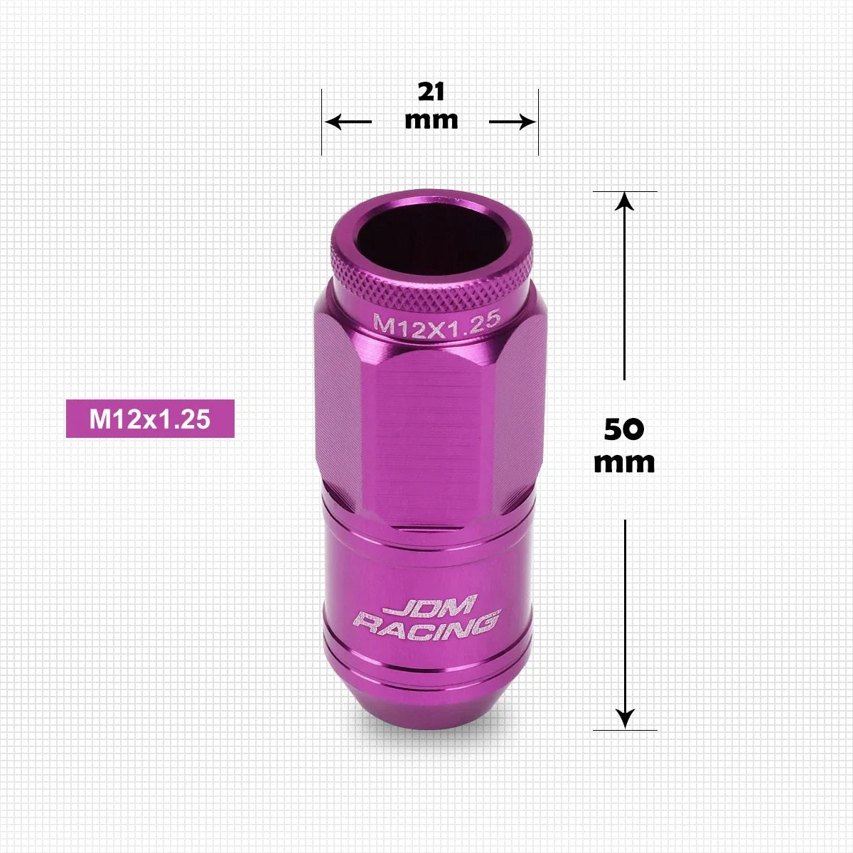 20Pc M12X1.25 Purple JDM Open End Cone Wheel Lug Nuts + Spline Lock + Key