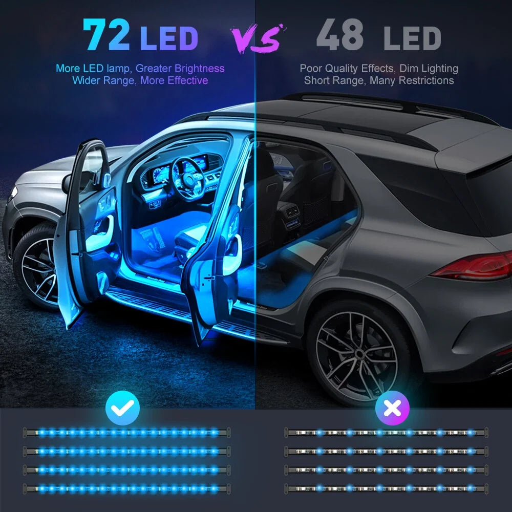 2X LED RGB Interior Floor Lights for Universal Vehicles (APP Control)