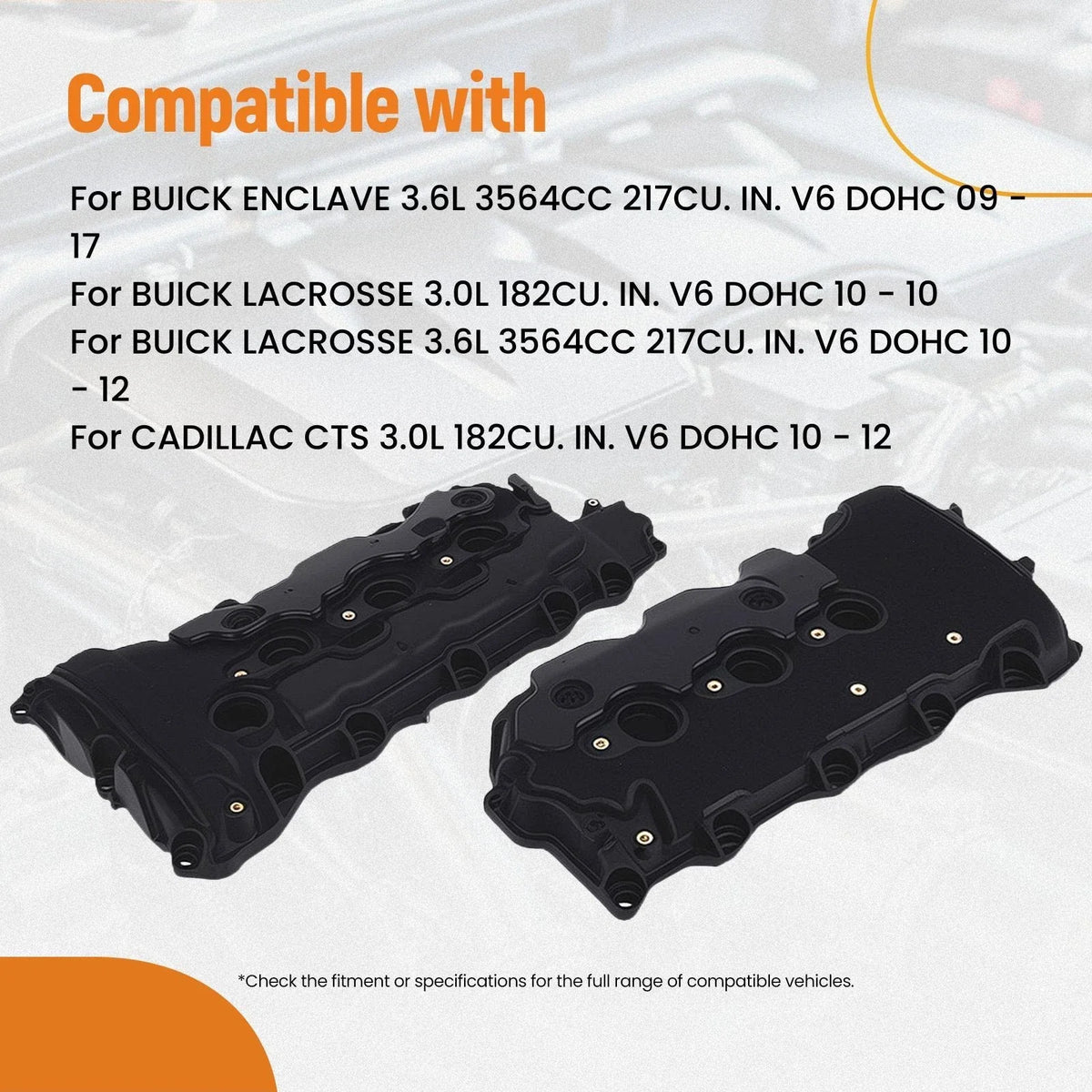Valve Cover Set LH RH for Cadillac CTS SRX 3.6L V6 (2004–2009) 12591201