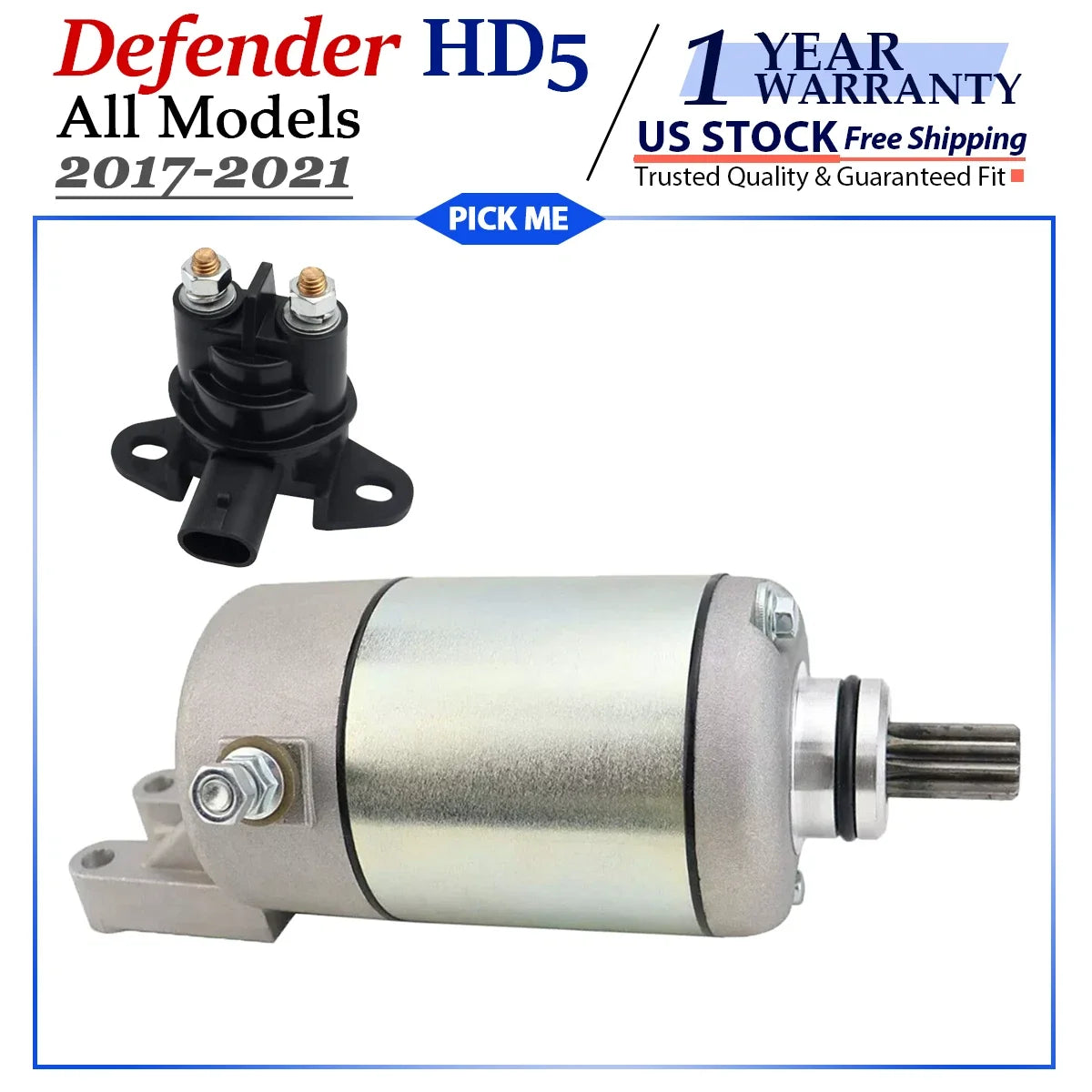 Relay Included Starter Motor for Can-Am Defender HD5 2017-2021