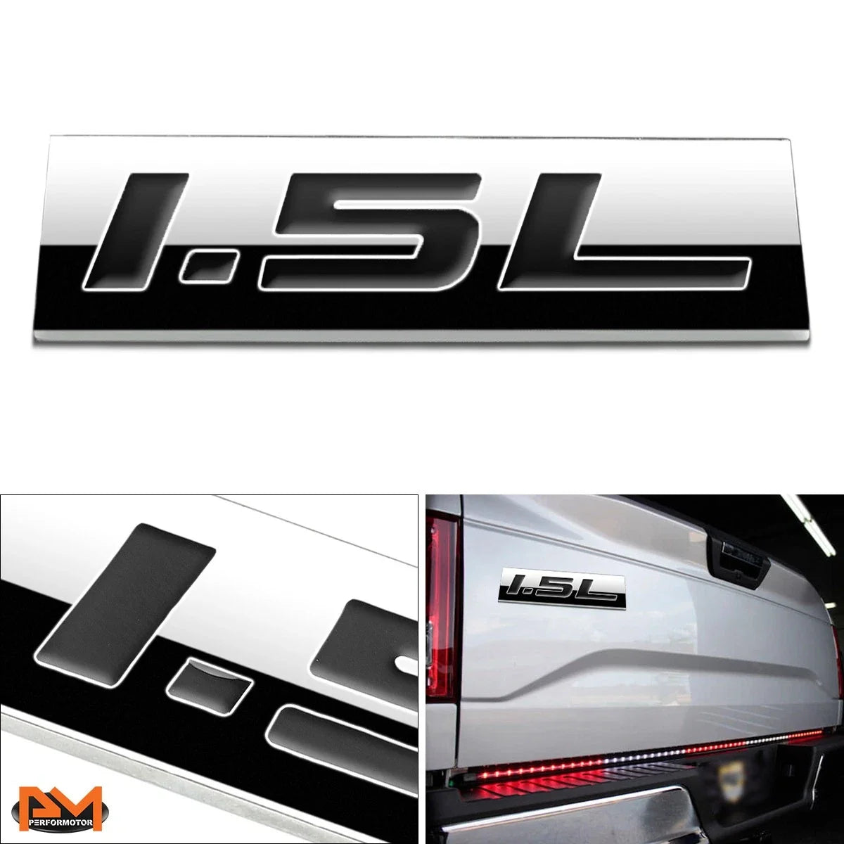 Polished Metal Decal Emblem for Ford Chevrolet Honda Toyota (1.5L)