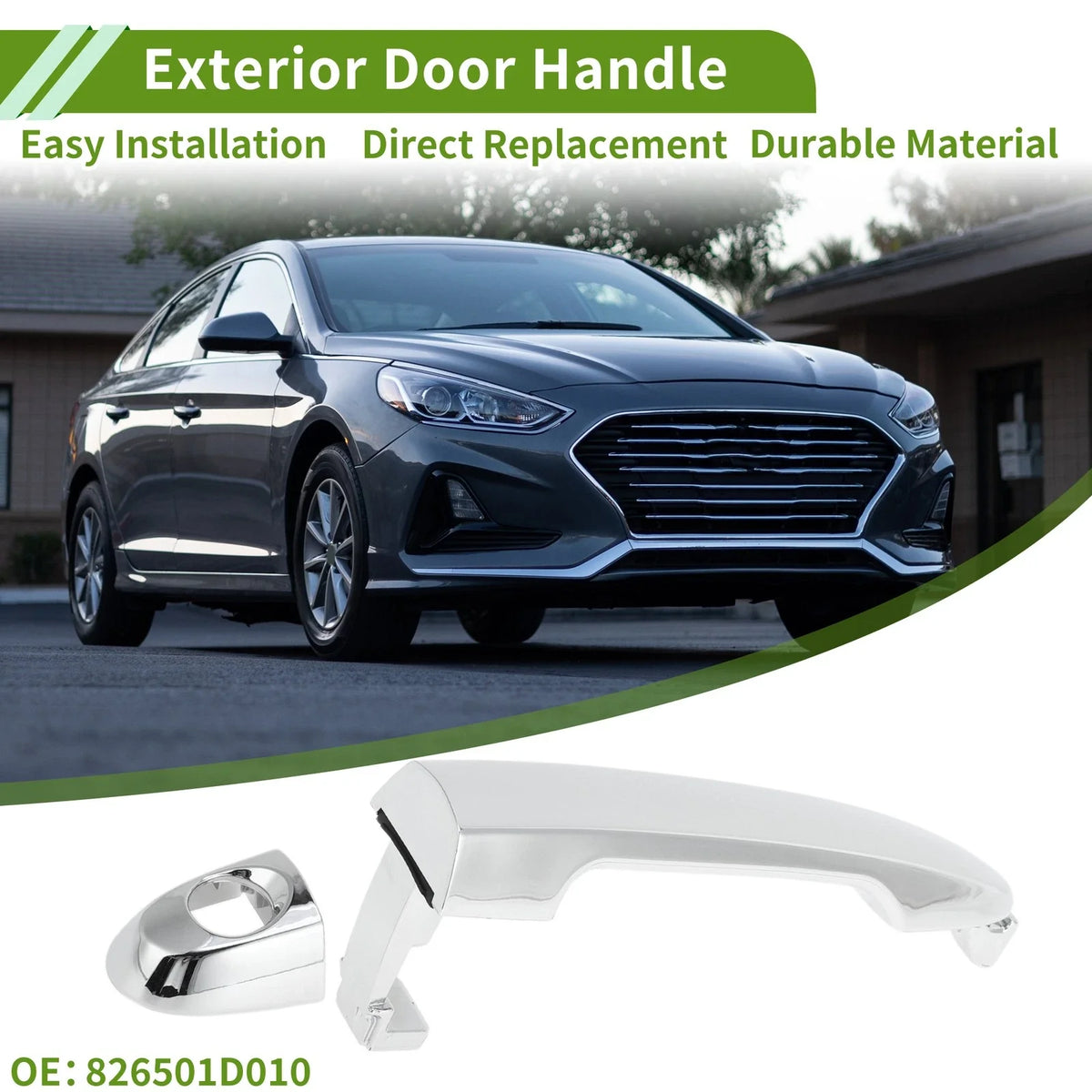 Exterior Door Handle for Hyundai Kia (No. 826501D010) Front Left Silver Tone