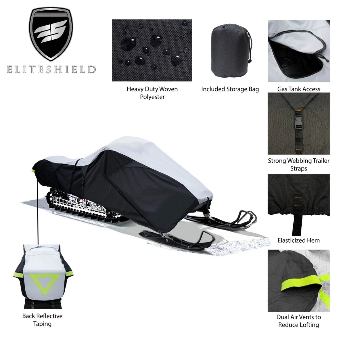 Heavy Duty Trailerable Snowmobile Sled Storage Cover for Polaris IQ 550-800