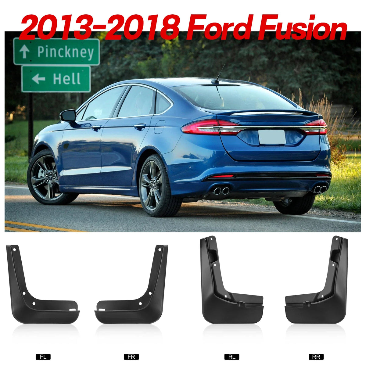 Set of 4 Splash Guards Mud Flaps for Ford Fusion (2013–2018) 2.0L
