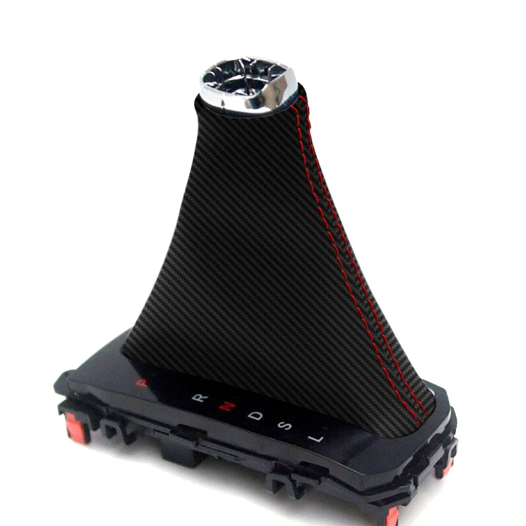 Automatic Shift Boot for Honda Civic (2016–2020) Carbon Fiber Black Red Stitch