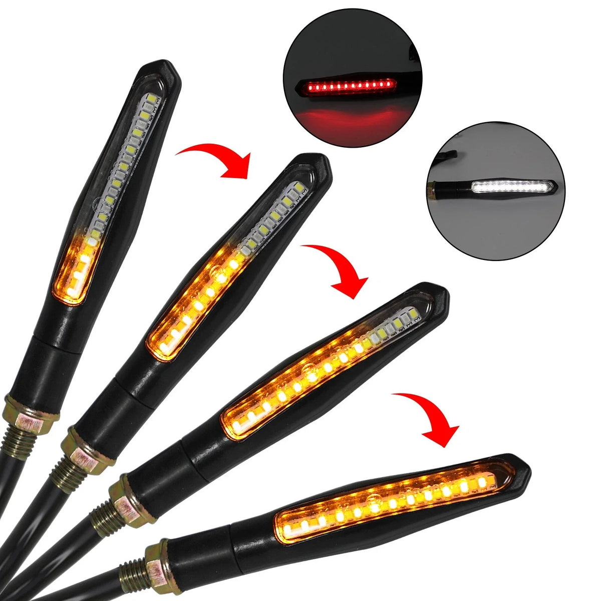 Motorcycle Turn Signal Indicator Lights 4X LED Sequential (T9)