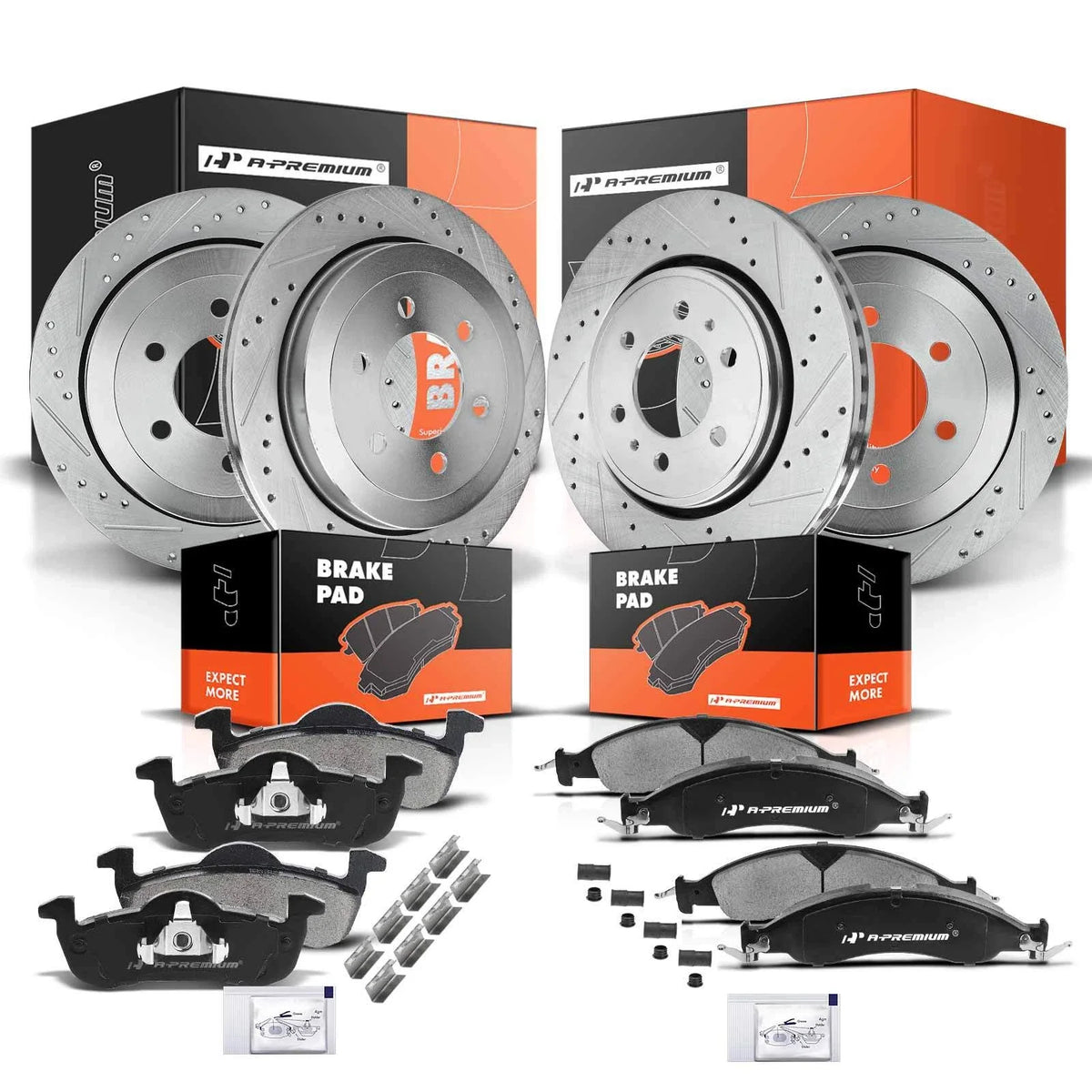 Front Drilled Brake Rotor & Ceramic Pad Set for Ford Expedition (2007–2009)