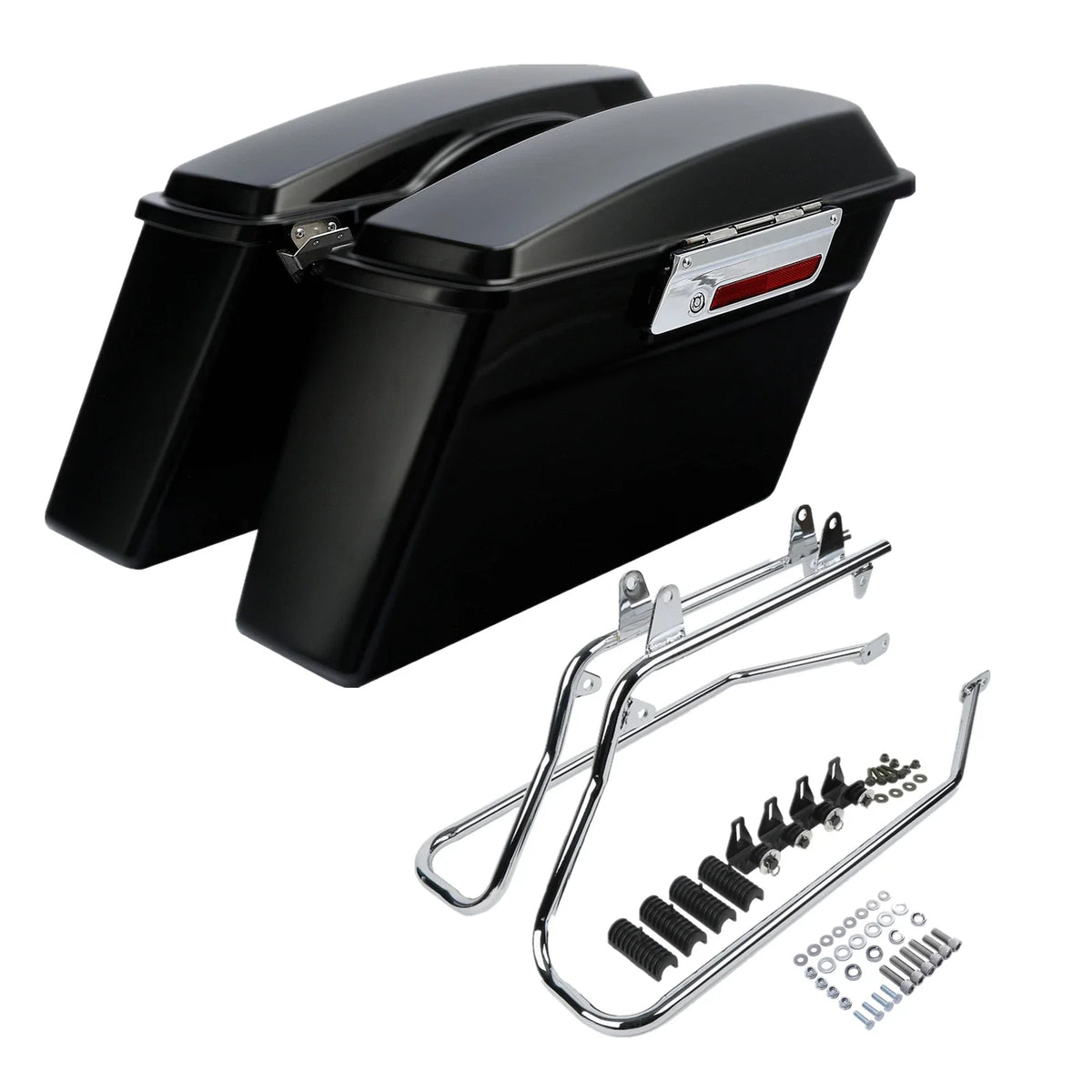 Matte Black Saddlebags & Bracket Set for Harley Softail (1984-2017)
