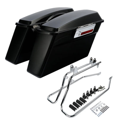 Matte Black Saddlebags & Bracket Set for Harley Softail (1984-2017)