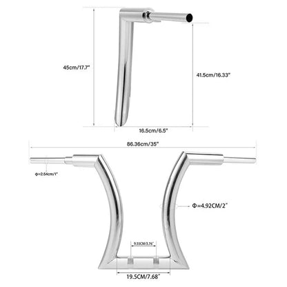 Ape Hanger Handlebar 2'' Rise Chrome for Harley (14''/16''/18''/20'')