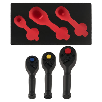 Ratchet Tool Kit Set 3pc - 1/4 3/8 1/2 Drive with 72T Quick Release