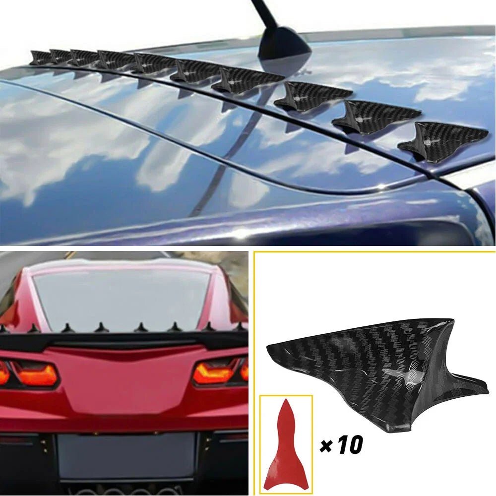 10x Shark Vortex Fin Diffuser for Car Spoiler Bumper (Carbon Fiber)