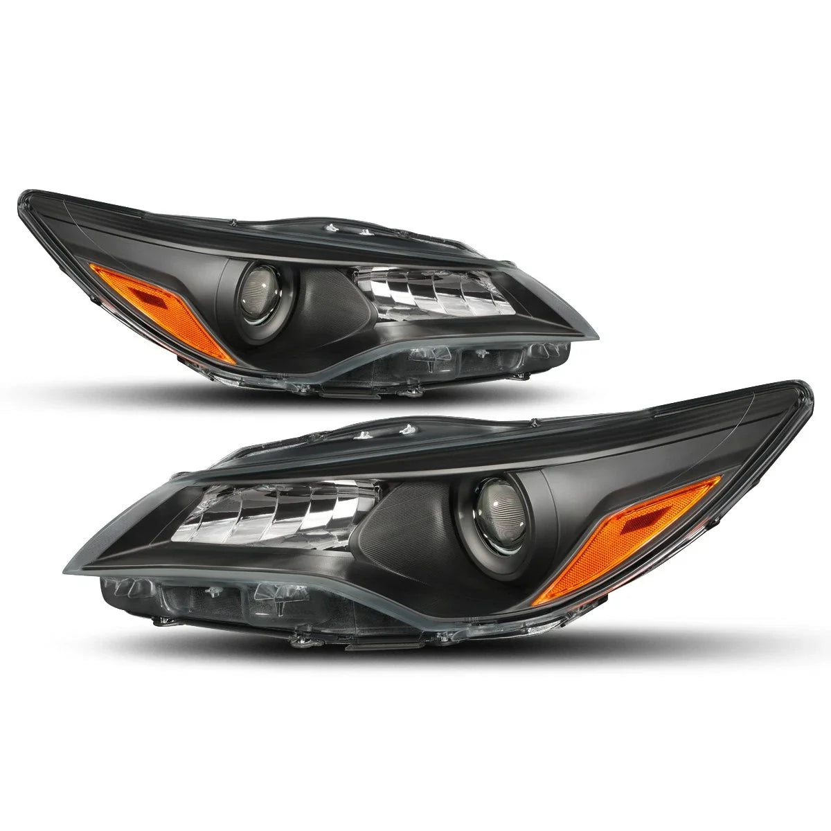 Projector Headlight Set for Toyota Camry (2015–2017) Black Housing Amber Signal