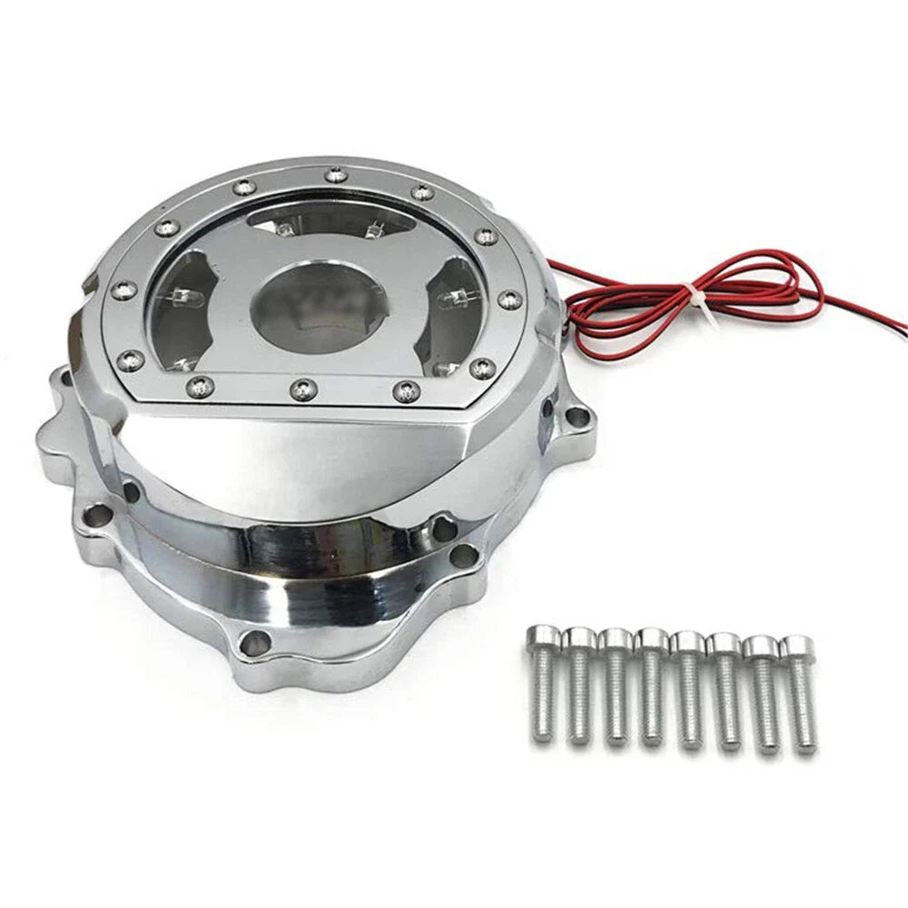 Chrome Left Engine Stator Cover with Blue LED for Honda CBR600RR (2003–2019)