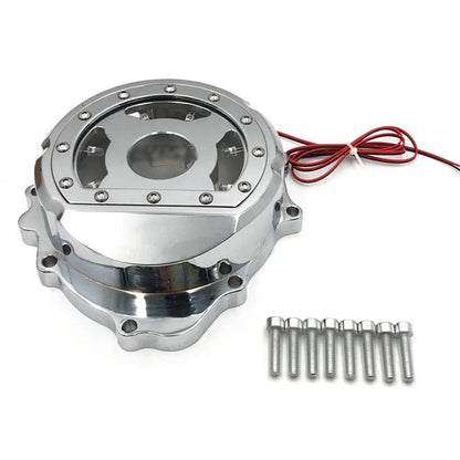 Chrome Left Engine Stator Cover with Blue LED for Honda CBR600RR (2003–2019)