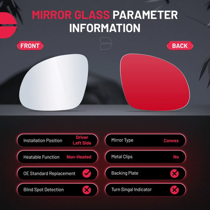 Mirror Glass (Driver Side) for Volkswagen Tiguan 2009-2017