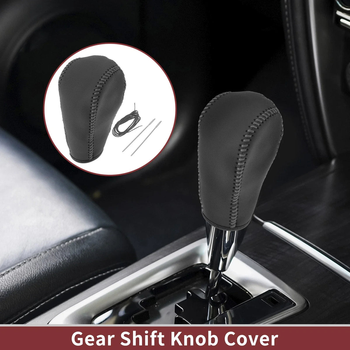Gear Shift Knob Cover for Ford Edge (2011–2014) Gray Faux Leather