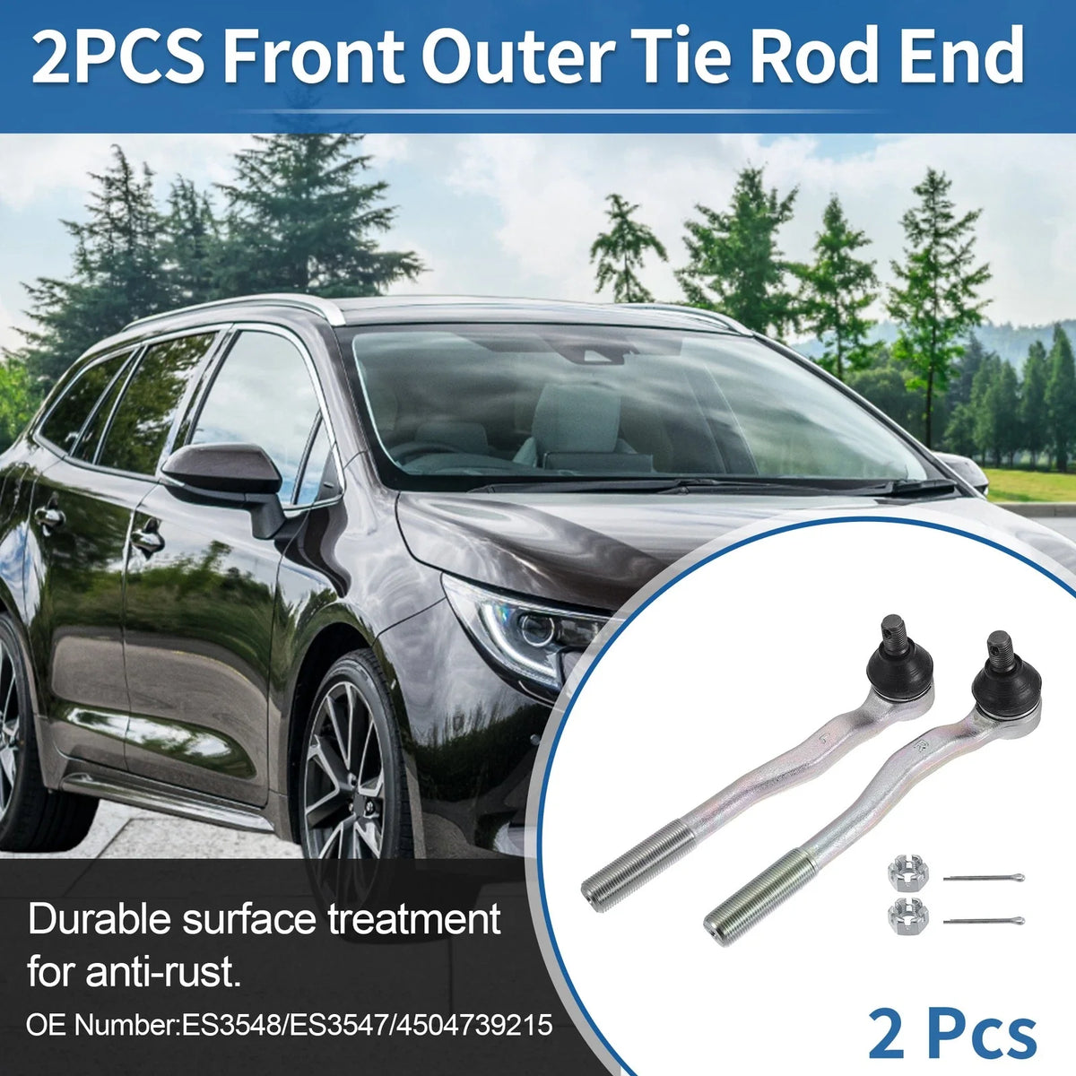 2pcs Front Outer Tie Rod End Links for Toyota 4Runner (1996–2002) No. ES3548/ES3547
